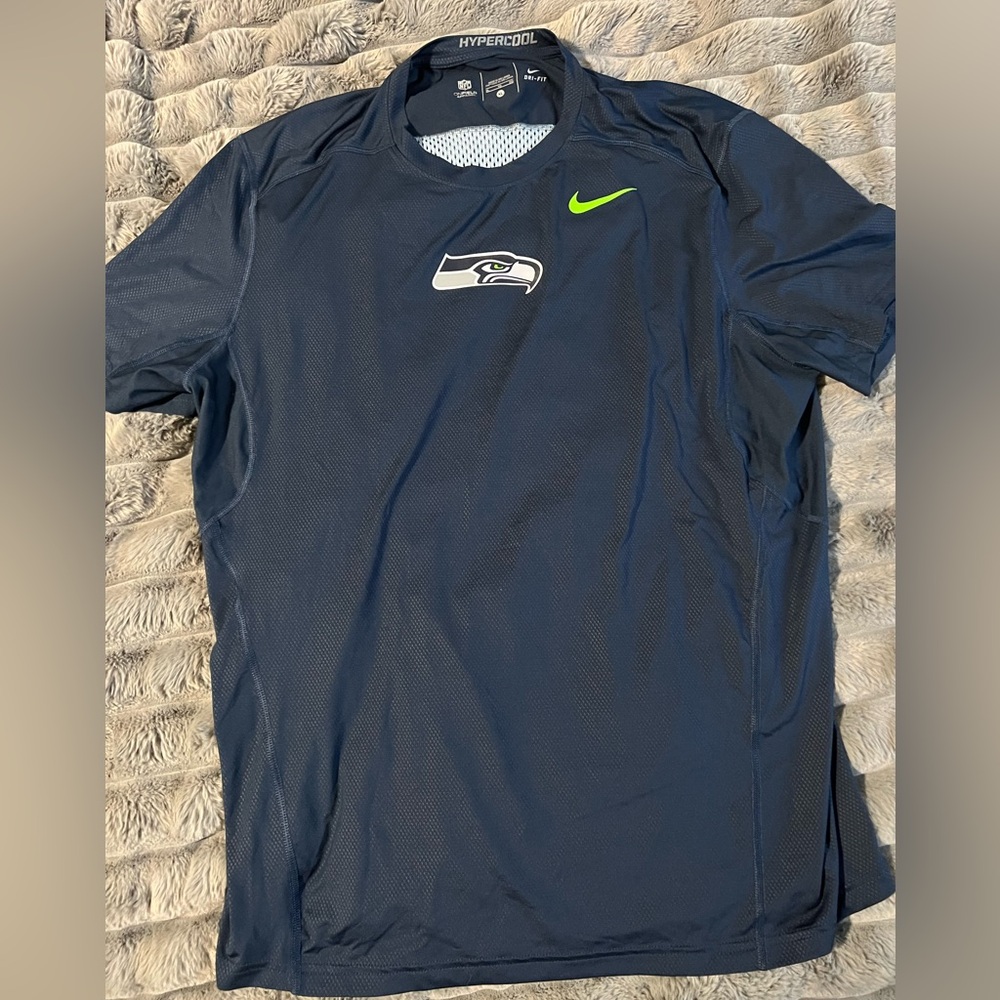 Seattle Seahawks on field compression Nike shirt